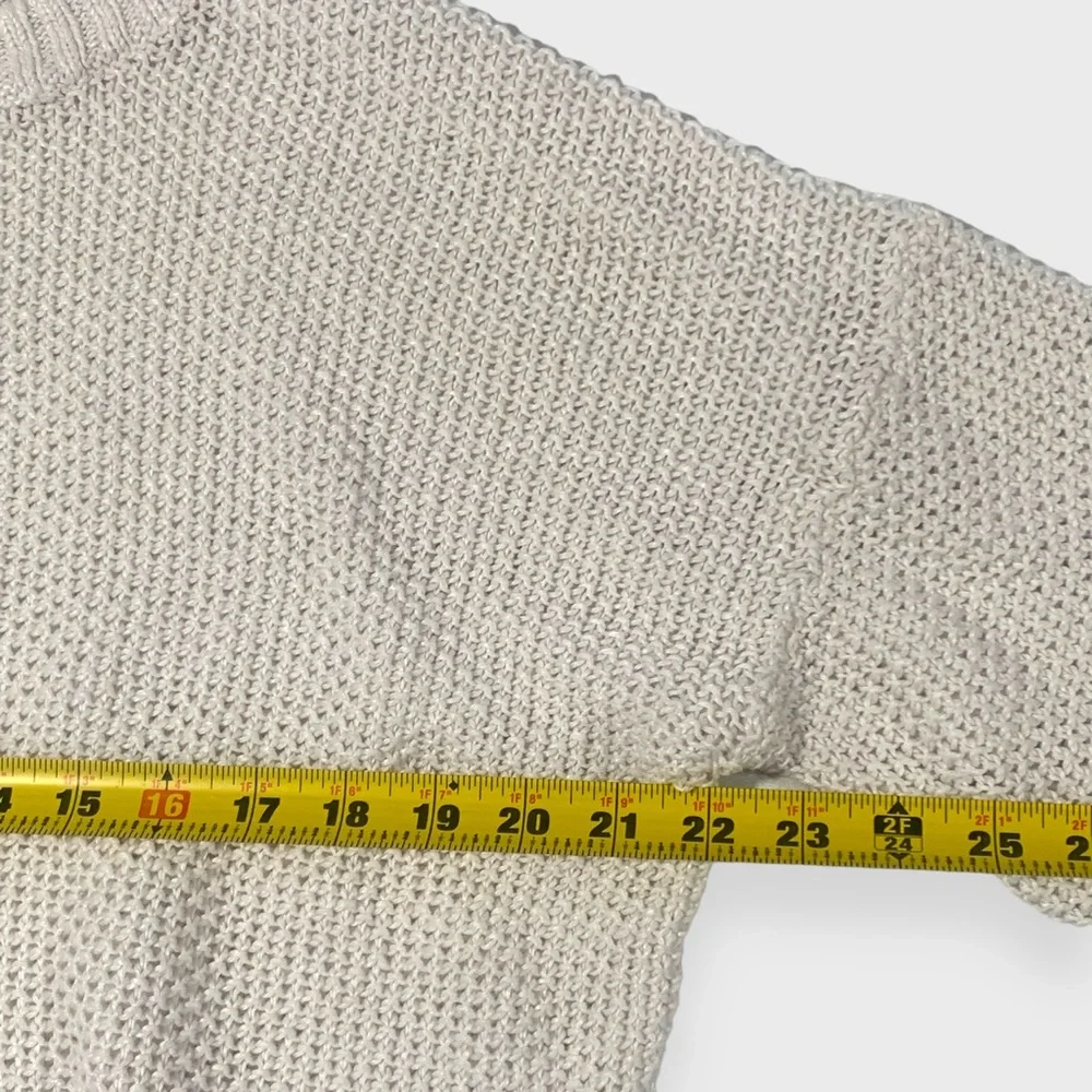 J. Crew Sweater White Crew Neck | Cropped 3/4 Sleeve | Womens Size X-Large